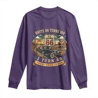 Route Highway 66 Turns 100 I Turn 60 Long Sleeve Shirt Vintage 1966 Road Sign Antique Car Lover 60th Birthday Gift