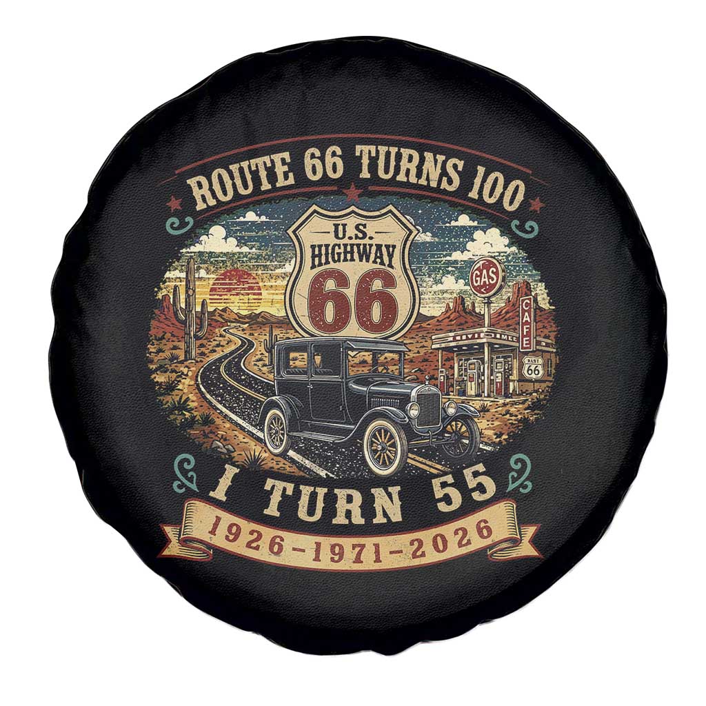 Route Highway 66 Turns 100 I Turn 55 Spare Tire Cover Vintage 1971 Road Sign Antique Car Lover 55th Birthday Gift