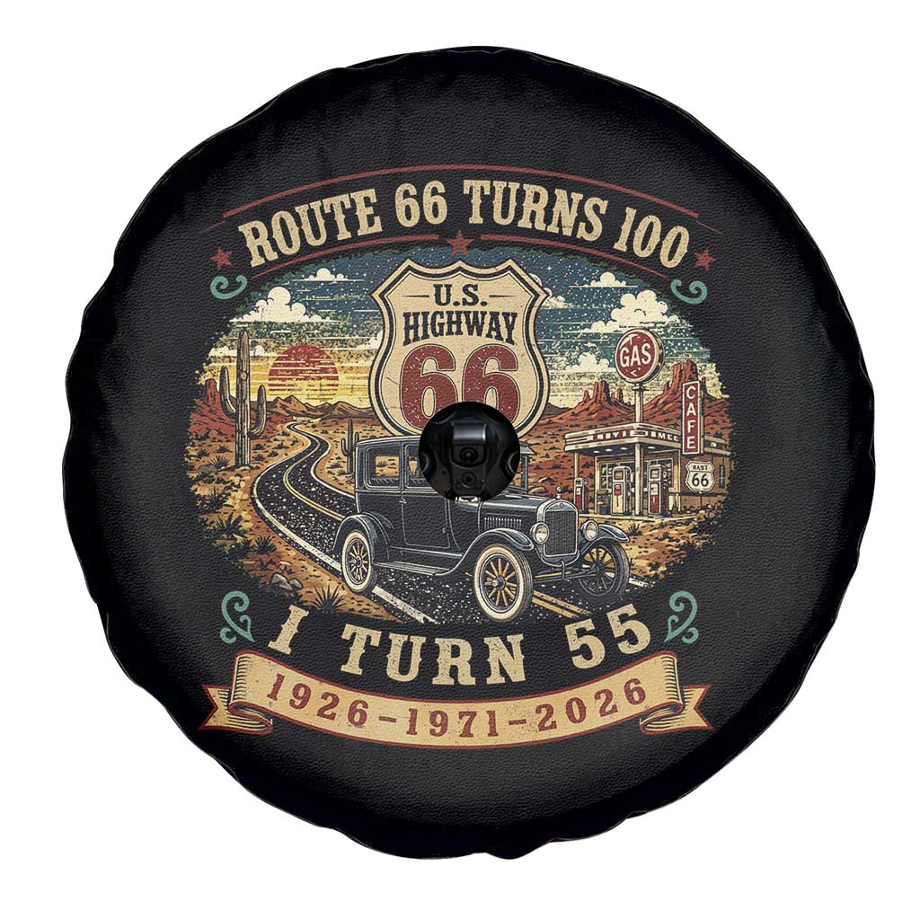 Route Highway 66 Turns 100 I Turn 55 Spare Tire Cover Vintage 1971 Road Sign Antique Car Lover 55th Birthday Gift