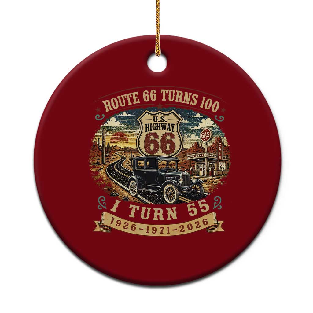 Route Highway 66 Turns 100 I Turn 55 Ceramic Ornament Vintage 1971 Road Sign Antique Car Lover 55th Birthday Gift