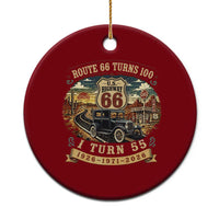 Route Highway 66 Turns 100 I Turn 55 Ceramic Ornament Vintage 1971 Road Sign Antique Car Lover 55th Birthday Gift
