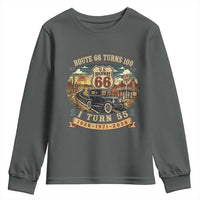 Route Highway 66 Turns 100 I Turn 55 Youth Sweatshirt Vintage 1971 Road Sign Antique Car Lover 55th Birthday Gift