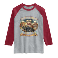 Route Highway 66 Turns 100 I Turn 45 Raglan Shirt Vintage 1981 Road Sign Antique Car Lover 45th Birthday Gift