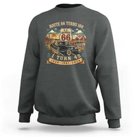 Route Highway 66 Turns 100 I Turn 45 Sweatshirt Vintage 1981 Road Sign Antique Car Lover 45th Birthday Gift