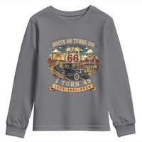 Route Highway 66 Turns 100 I Turn 45 Youth Sweatshirt Vintage 1981 Road Sign Antique Car Lover 45th Birthday Gift
