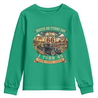 Route Highway 66 Turns 100 I Turn 45 Youth Sweatshirt Vintage 1981 Road Sign Antique Car Lover 45th Birthday Gift