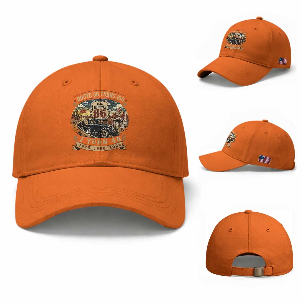Route Highway 66 Turns 100 I Turn 40 Baseball Cap Vintage 1986 Road Sign Antique Car Lover 40th Birthday Gift
