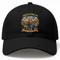 Route Highway 66 Turns 100 I Turn 40 Baseball Cap Vintage 1986 Road Sign Antique Car Lover 40th Birthday Gift