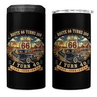 Route Highway 66 Turns 100 I Turn 40 4 in 1 Can Cooler Tumbler Vintage 1986 Road Sign Antique Car Lover 40th Birthday Gift