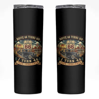 Route Highway 66 Turns 100 I Turn 40 Skinny Tumbler Vintage 1986 Road Sign Antique Car Lover 40th Birthday Gift