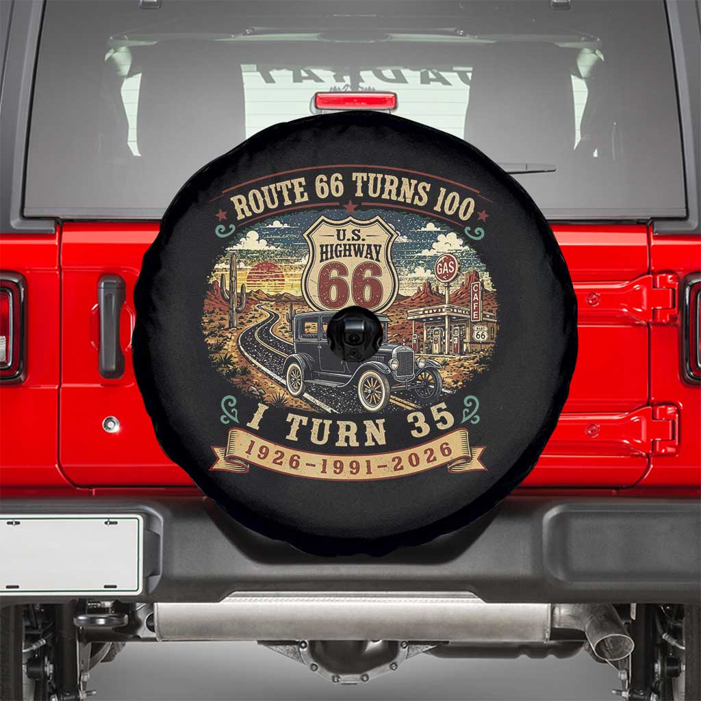 Route Highway 66 Turns 100 I Turn 35 Spare Tire Cover Vintage 1991 Road Sign Antique Car Lover 35th Birthday Gift