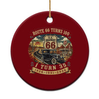 Route Highway 66 Turns 100 I Turn 35 Ceramic Ornament Vintage 1991 Road Sign Antique Car Lover 35th Birthday Gift