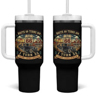 Route Highway 66 Turns 100 I Turn 35 Tumbler With Handle Vintage 1991 Road Sign Antique Car Lover 35th Birthday Gift