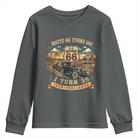 Route Highway 66 Turns 100 I Turn 35 Youth Sweatshirt Vintage 1991 Road Sign Antique Car Lover 35th Birthday Gift