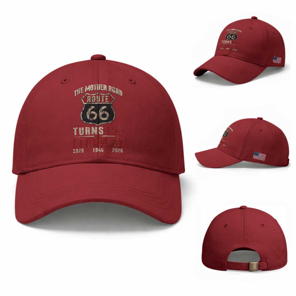 Route Highway 66 Turns 100 I Turn 80 Baseball Cap Vintage 1946 Road Sign 80th Birthday Gift