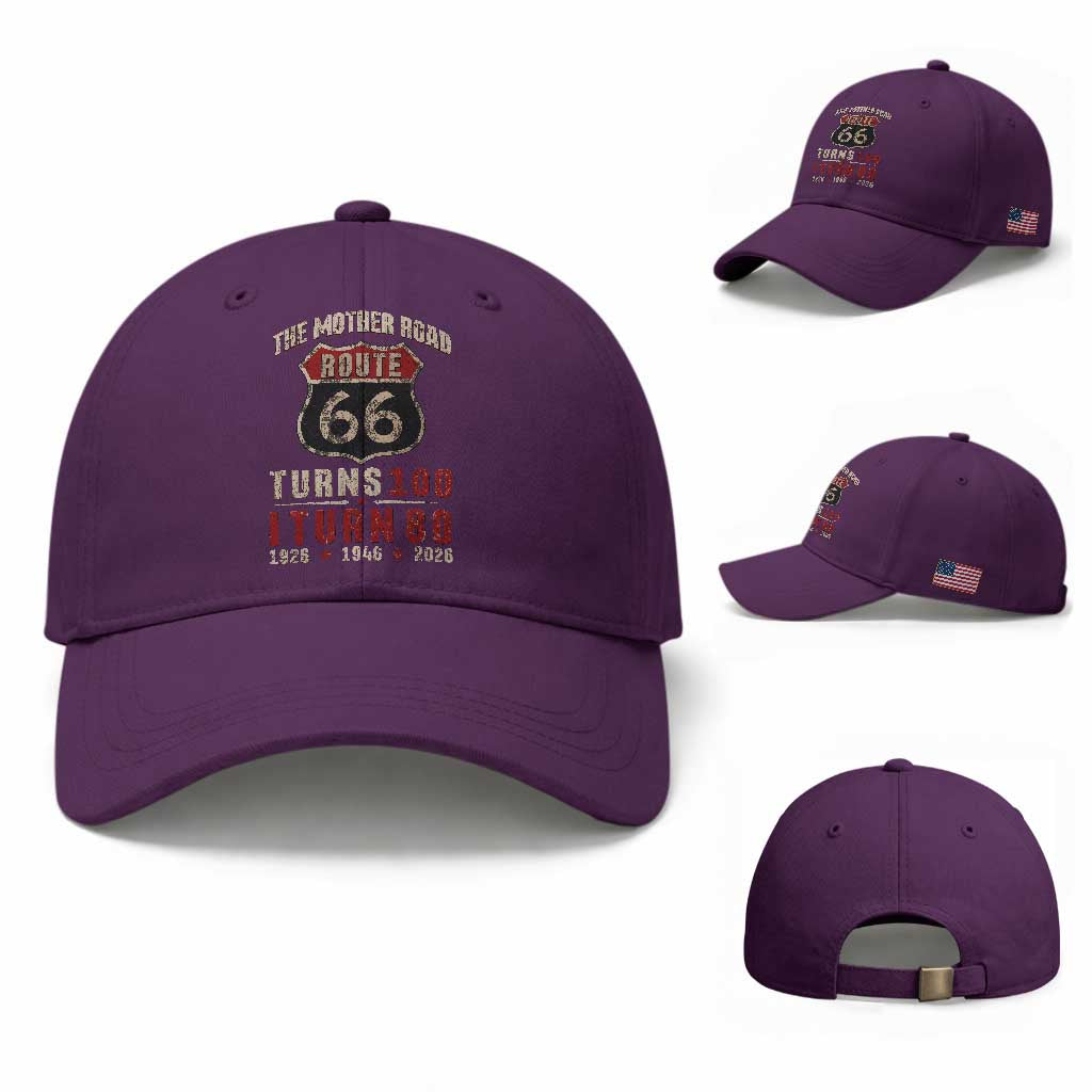 Route Highway 66 Turns 100 I Turn 80 Baseball Cap Vintage 1946 Road Sign 80th Birthday Gift