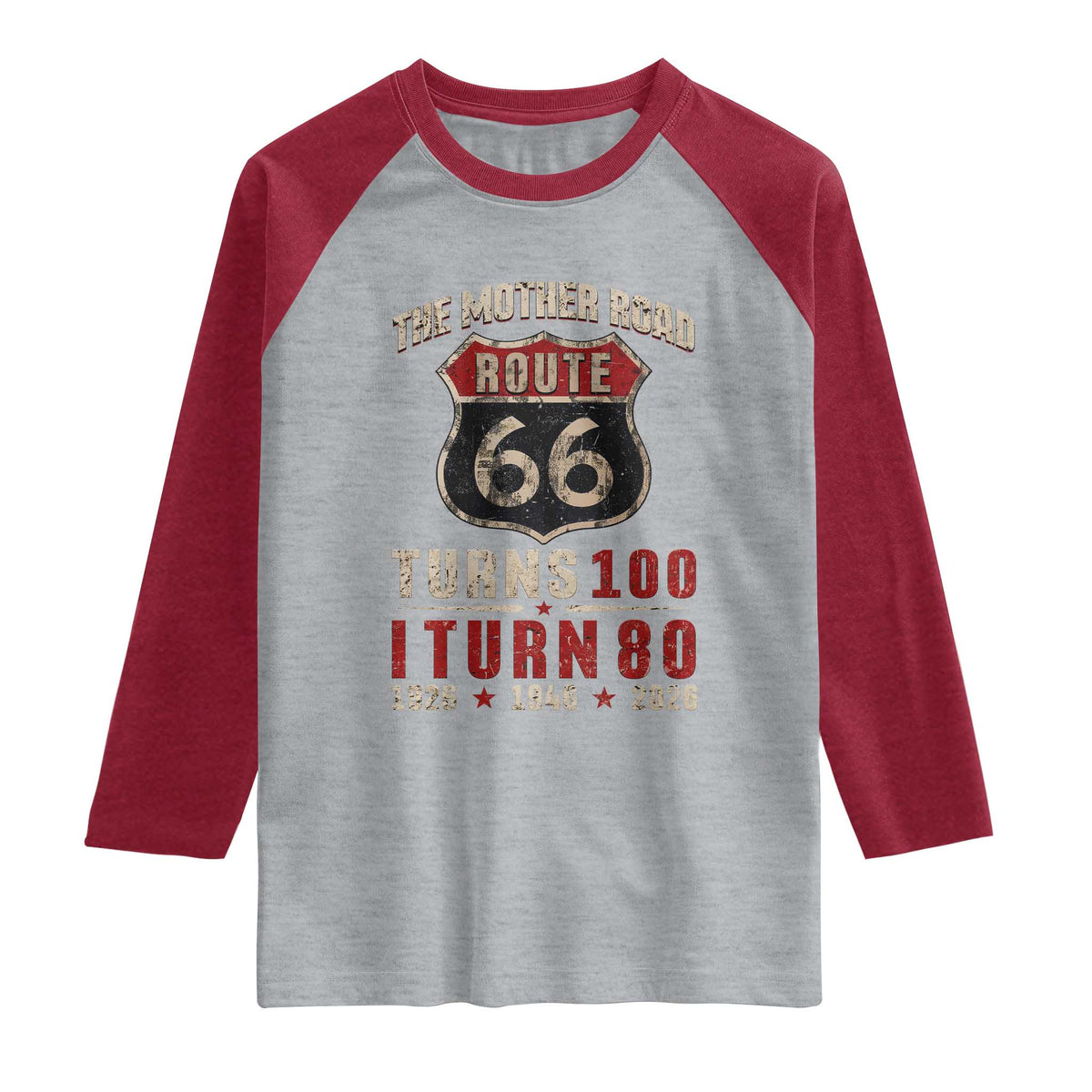 Route Highway 66 Turns 100 I Turn 80 Raglan Shirt Vintage 1946 Road Sign 80th Birthday Gift