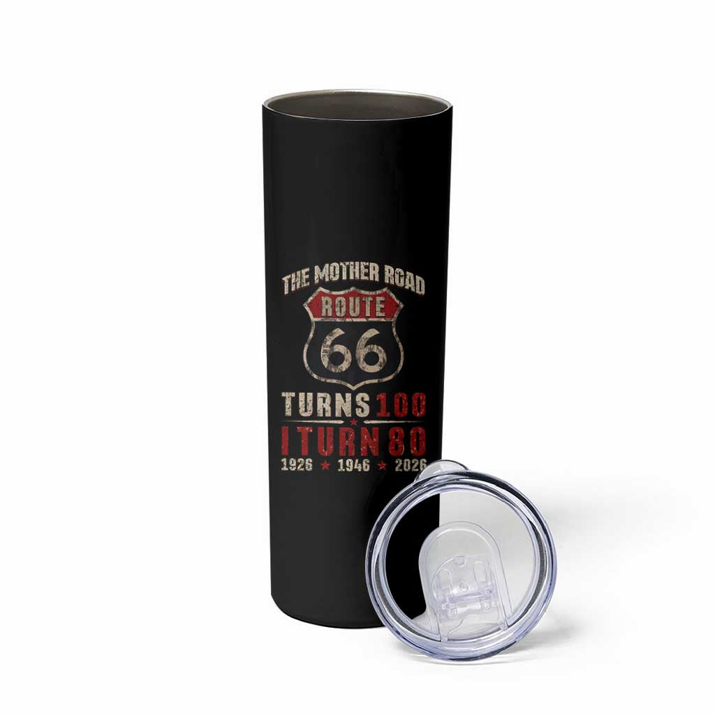 Route Highway 66 Turns 100 I Turn 80 Skinny Tumbler Vintage 1946 Road Sign 80th Birthday Gift