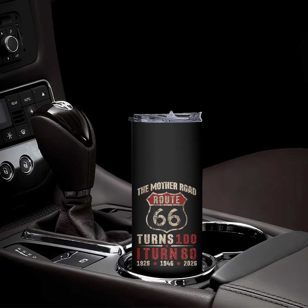 Route Highway 66 Turns 100 I Turn 80 Skinny Tumbler Vintage 1946 Road Sign 80th Birthday Gift