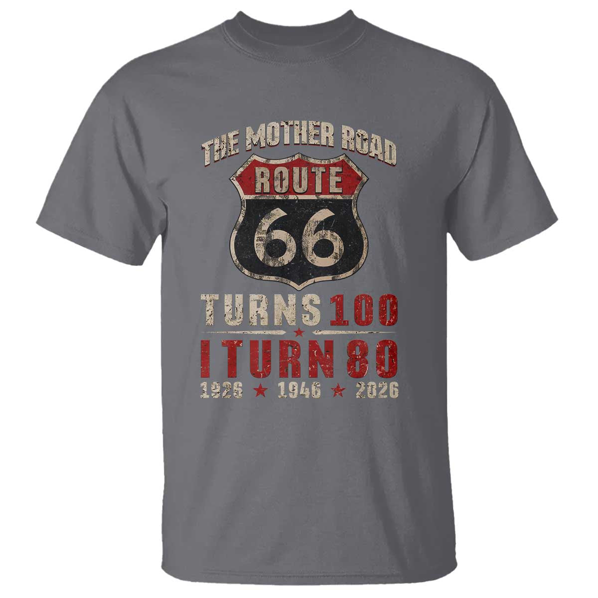 Route Highway 66 Turns 100 I Turn 80 T Shirt Vintage 1946 Road Sign 80th Birthday Gift