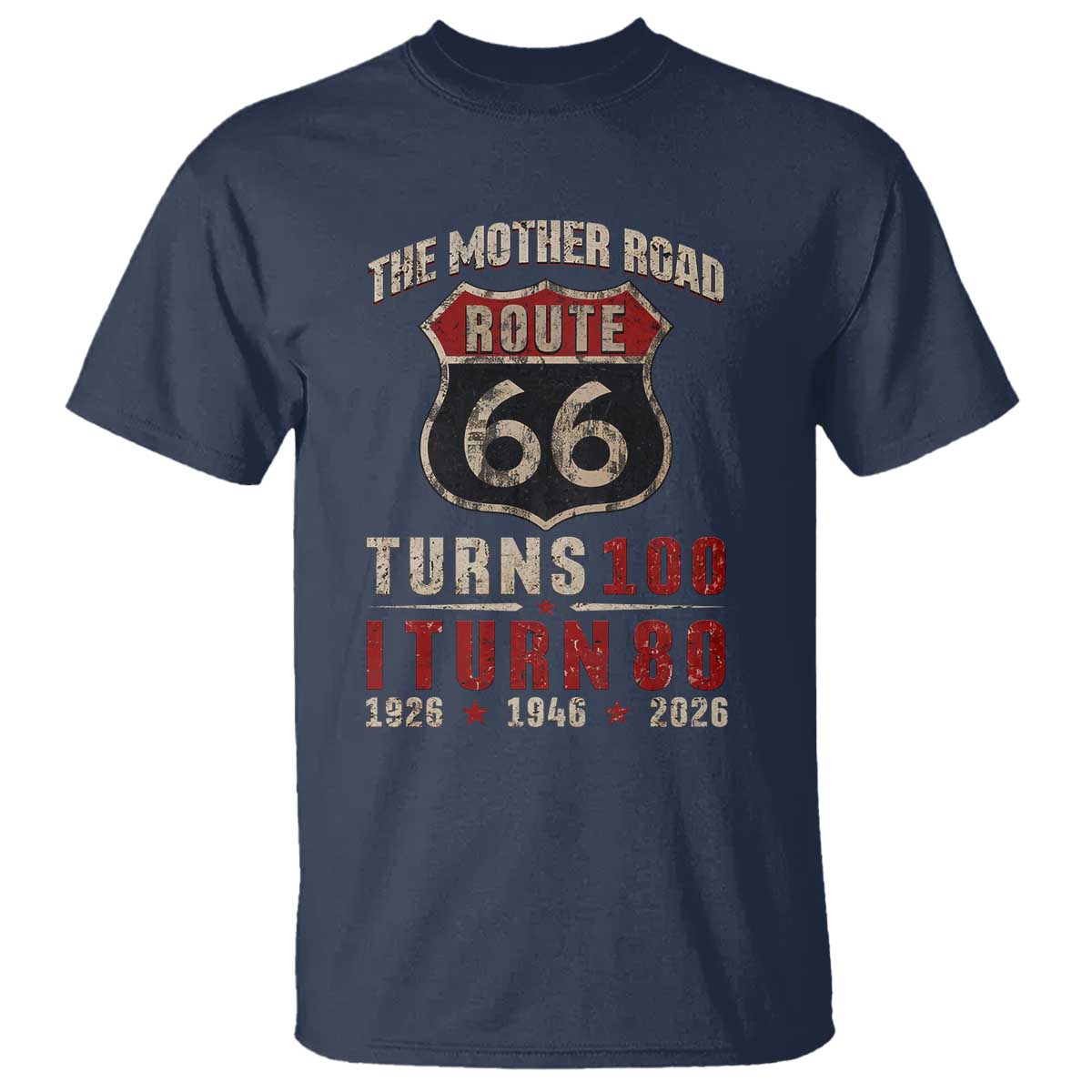 Route Highway 66 Turns 100 I Turn 80 T Shirt Vintage 1946 Road Sign 80th Birthday Gift