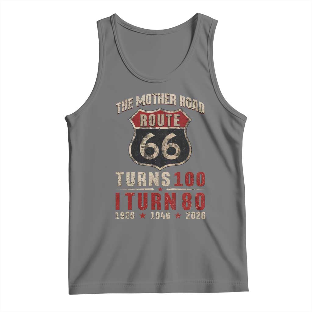 Route Highway 66 Turns 100 I Turn 80 Tank Top Vintage 1946 Road Sign 80th Birthday Gift