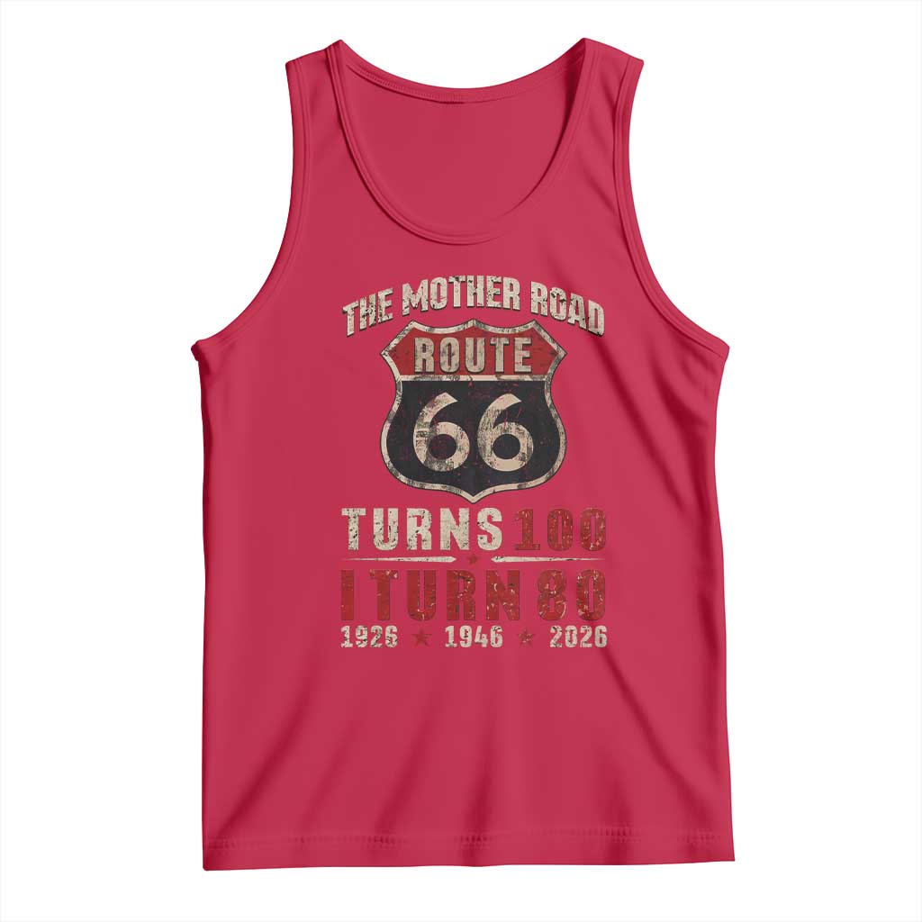 Route Highway 66 Turns 100 I Turn 80 Tank Top Vintage 1946 Road Sign 80th Birthday Gift