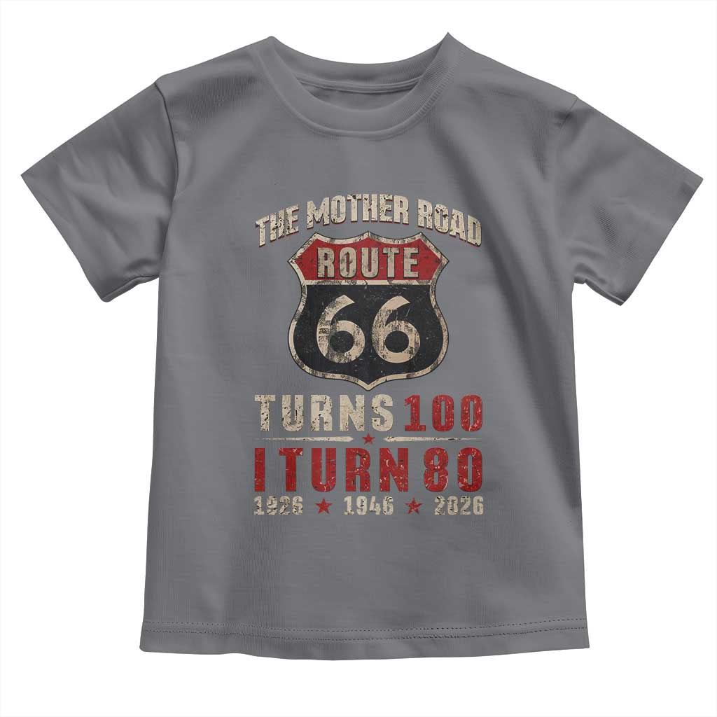 Route Highway 66 Turns 100 I Turn 80 Toddler T Shirt Vintage 1946 Road Sign 80th Birthday Gift