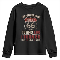 Route Highway 66 Turns 100 I Turn 80 Youth Sweatshirt Vintage 1946 Road Sign 80th Birthday Gift
