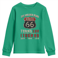 Route Highway 66 Turns 100 I Turn 80 Youth Sweatshirt Vintage 1946 Road Sign 80th Birthday Gift