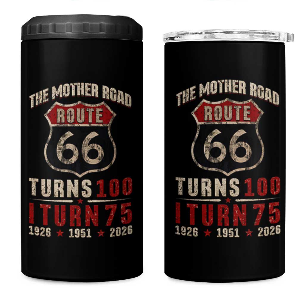 Route Highway 66 Turns 100 I Turn 75 4 in 1 Can Cooler Tumbler Vintage 1951 Road Sign 75th Birthday Gift