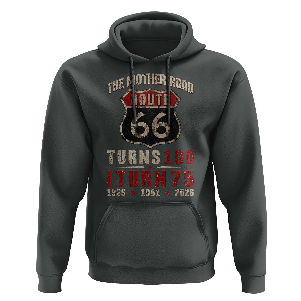 Route Highway 66 Turns 100 I Turn 75 Hoodie Vintage 1951 Road Sign 75th Birthday Gift