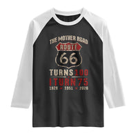 Route Highway 66 Turns 100 I Turn 75 Raglan Shirt Vintage 1951 Road Sign 75th Birthday Gift