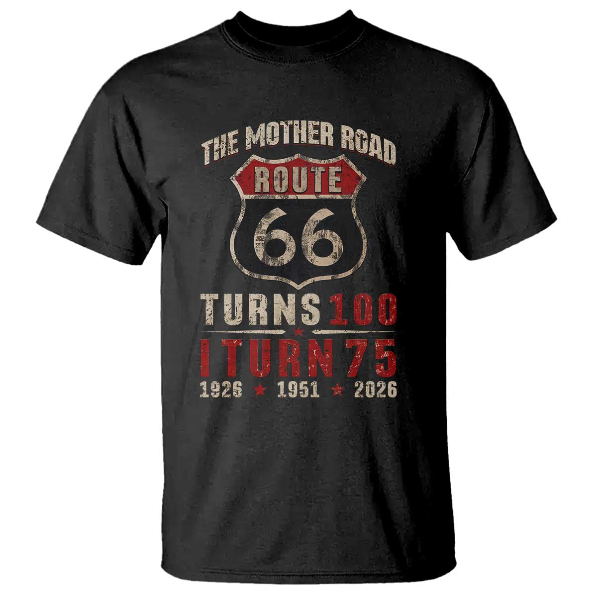 Route Highway 66 Turns 100 I Turn 75 T Shirt Vintage 1951 Road Sign 75th Birthday Gift