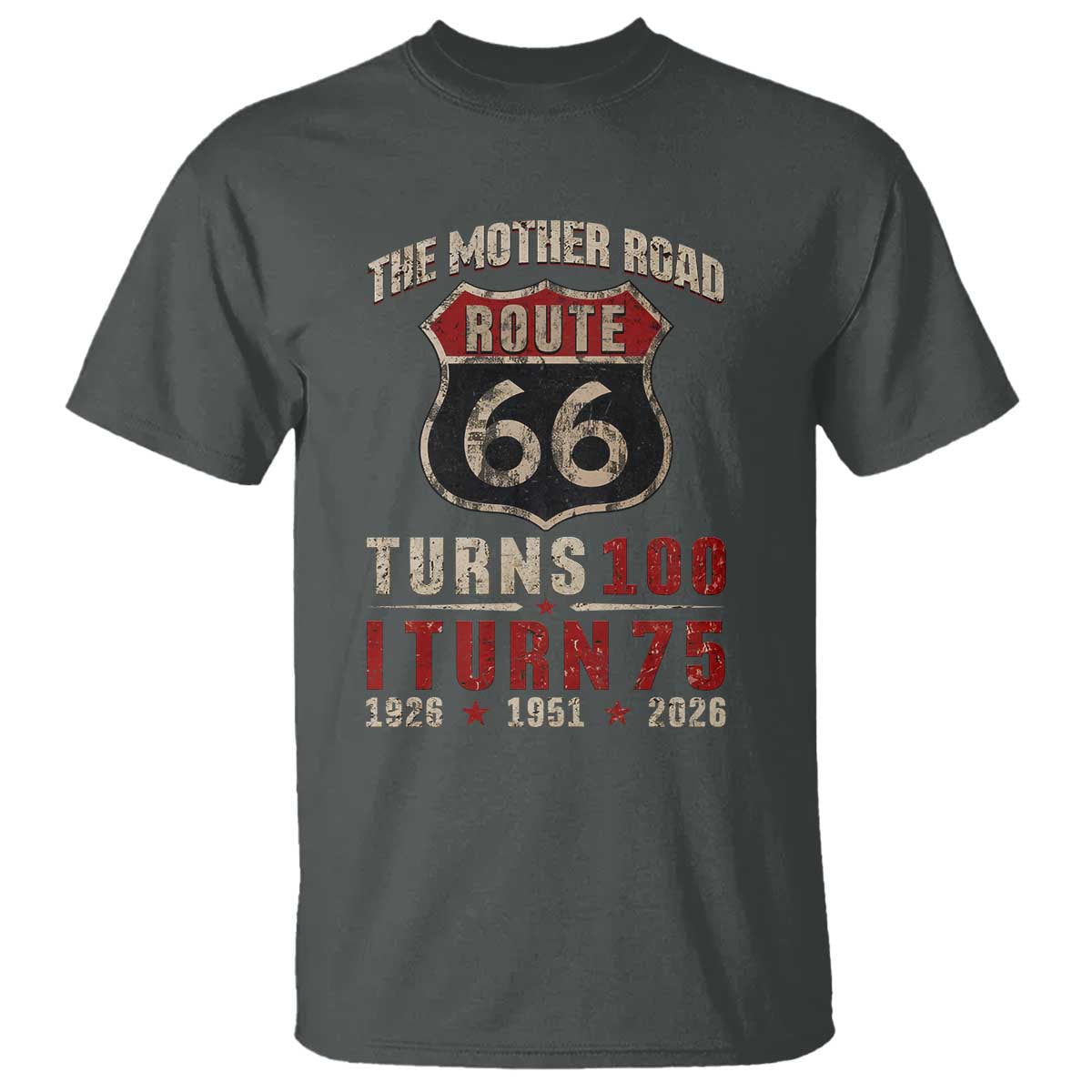 Route Highway 66 Turns 100 I Turn 75 T Shirt Vintage 1951 Road Sign 75th Birthday Gift