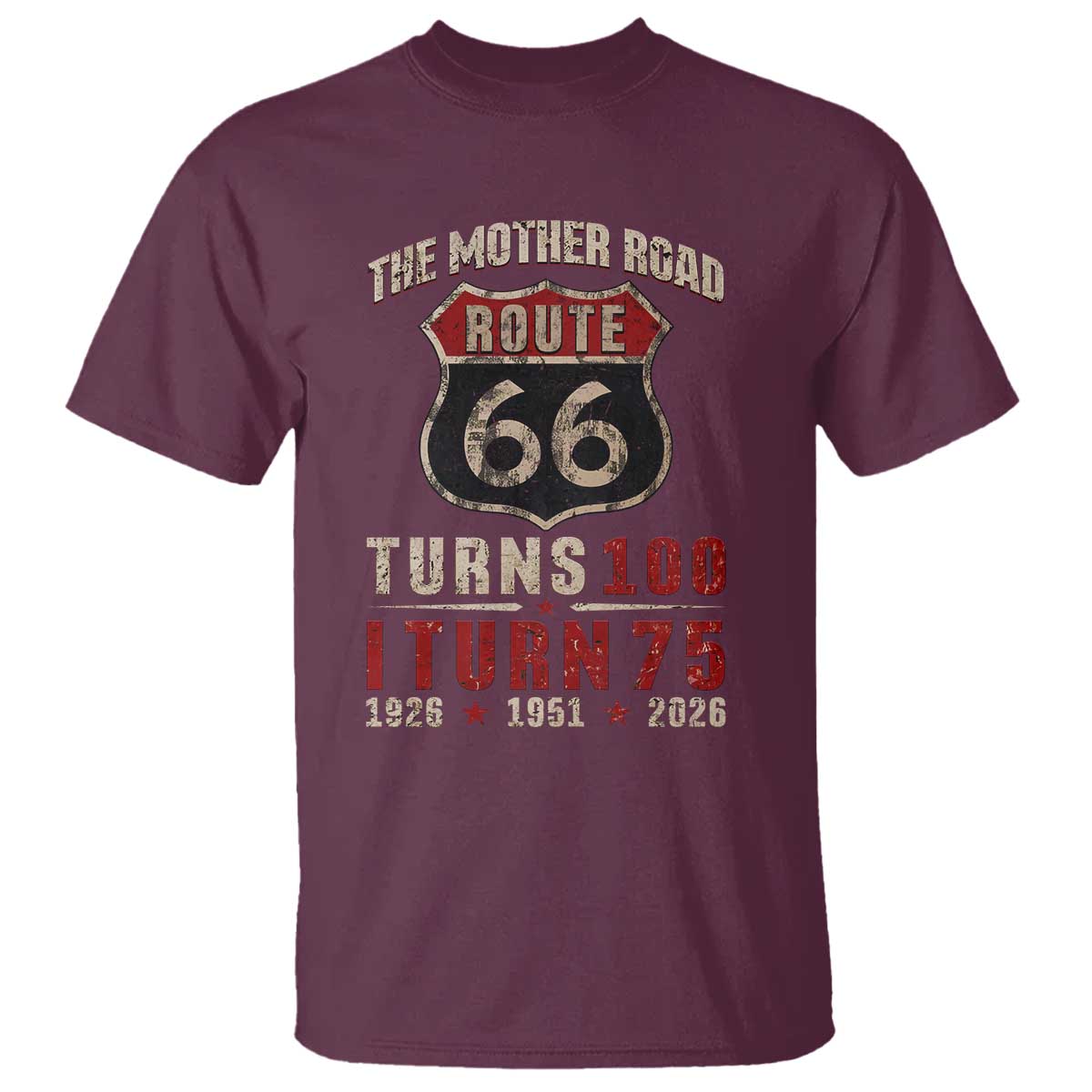 Route Highway 66 Turns 100 I Turn 75 T Shirt Vintage 1951 Road Sign 75th Birthday Gift