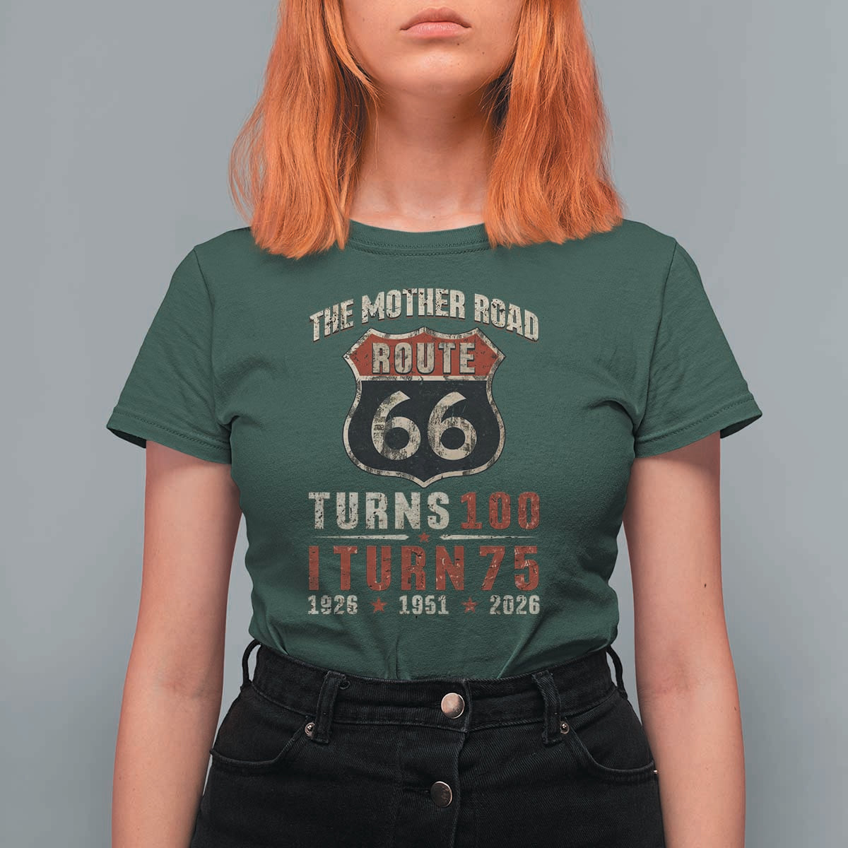 Route Highway 66 Turns 100 I Turn 75 T Shirt For Women Vintage 1951 Road Sign 75th Birthday Gift