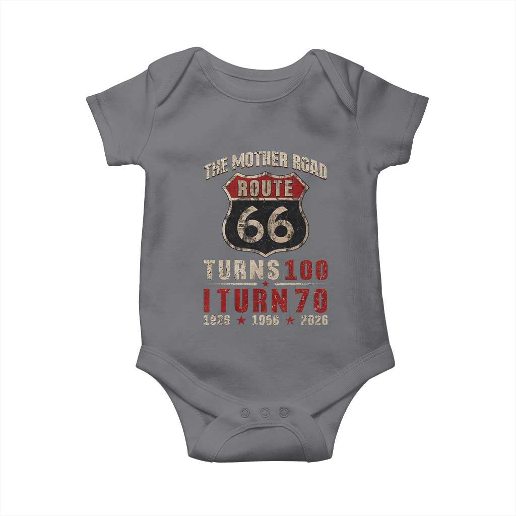 Route Highway 66 Turns 100 I Turn 70 Baby Onesie Vintage 1956 Road Sign 70th Birthday Gift