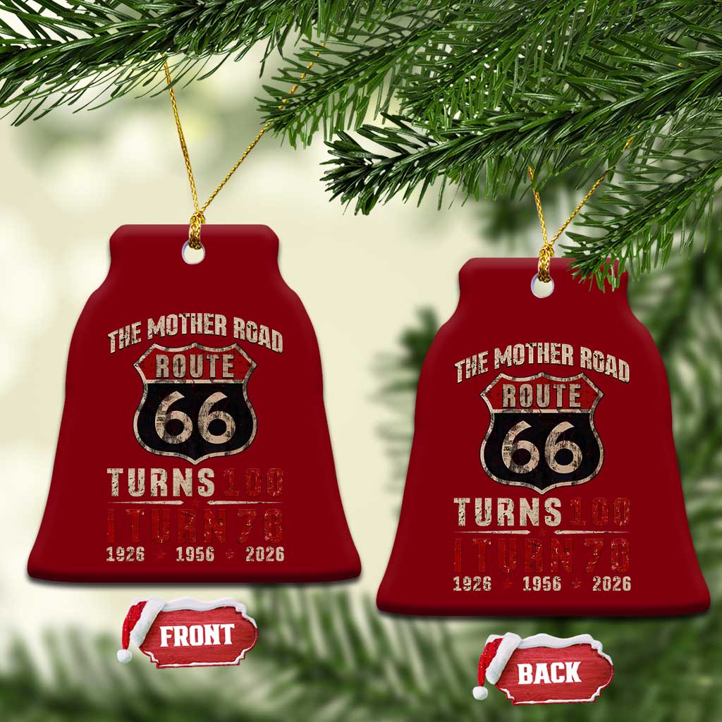 Route Highway 66 Turns 100 I Turn 70 Ceramic Ornament Vintage 1956 Road Sign 70th Birthday Gift