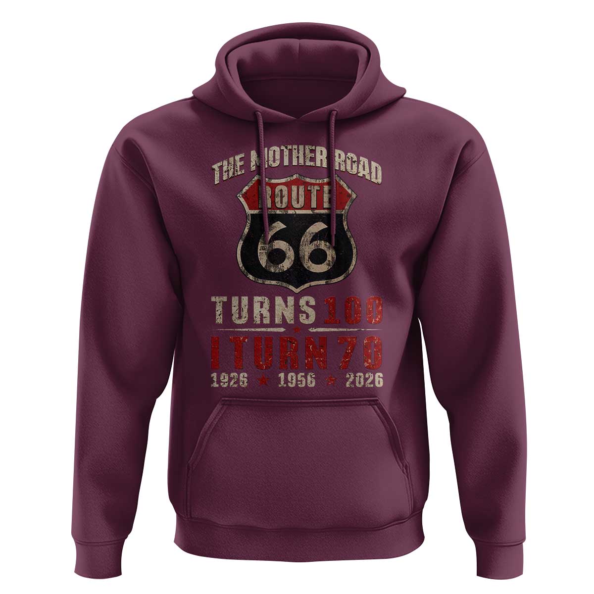 Route Highway 66 Turns 100 I Turn 70 Hoodie Vintage 1956 Road Sign 70th Birthday Gift