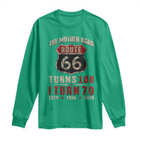 Route Highway 66 Turns 100 I Turn 70 Long Sleeve Shirt Vintage 1956 Road Sign 70th Birthday Gift