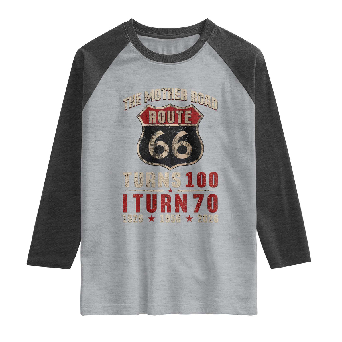 Route Highway 66 Turns 100 I Turn 70 Raglan Shirt Vintage 1956 Road Sign 70th Birthday Gift