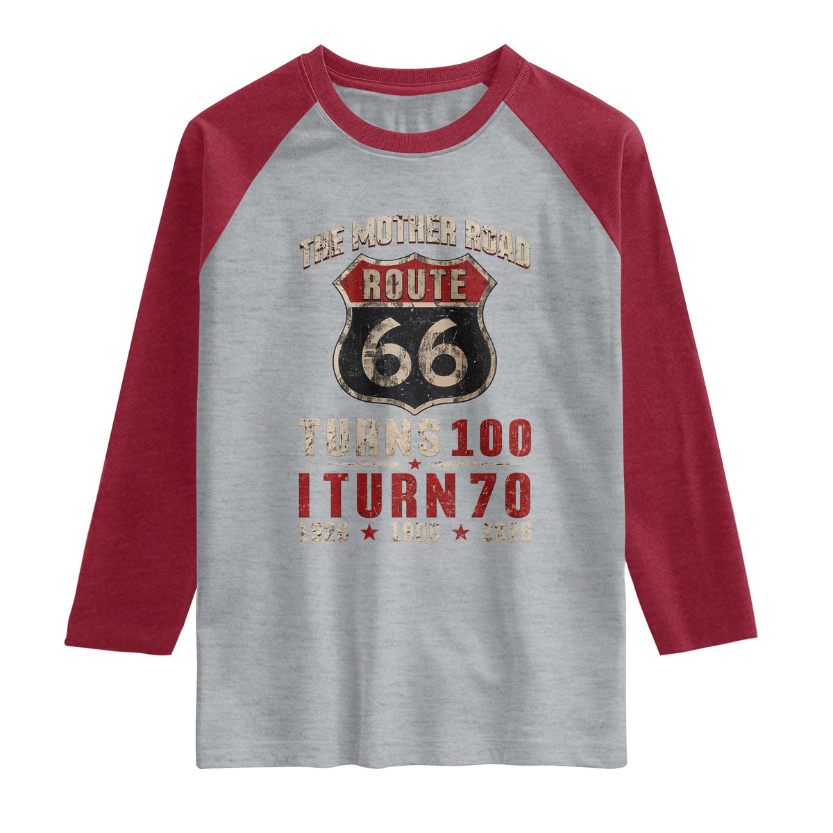 Route Highway 66 Turns 100 I Turn 70 Raglan Shirt Vintage 1956 Road Sign 70th Birthday Gift