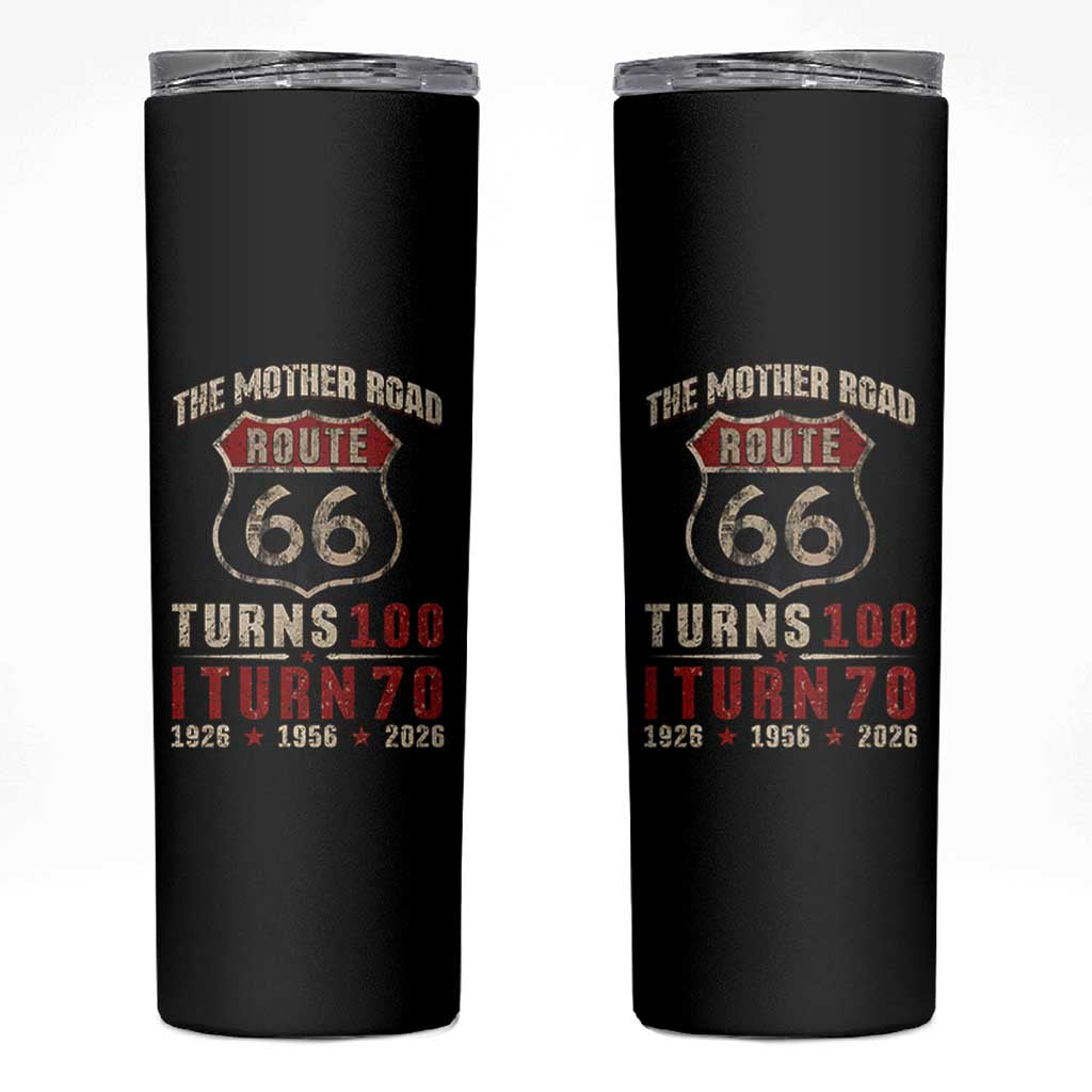 Route Highway 66 Turns 100 I Turn 70 Skinny Tumbler Vintage 1956 Road Sign 70th Birthday Gift