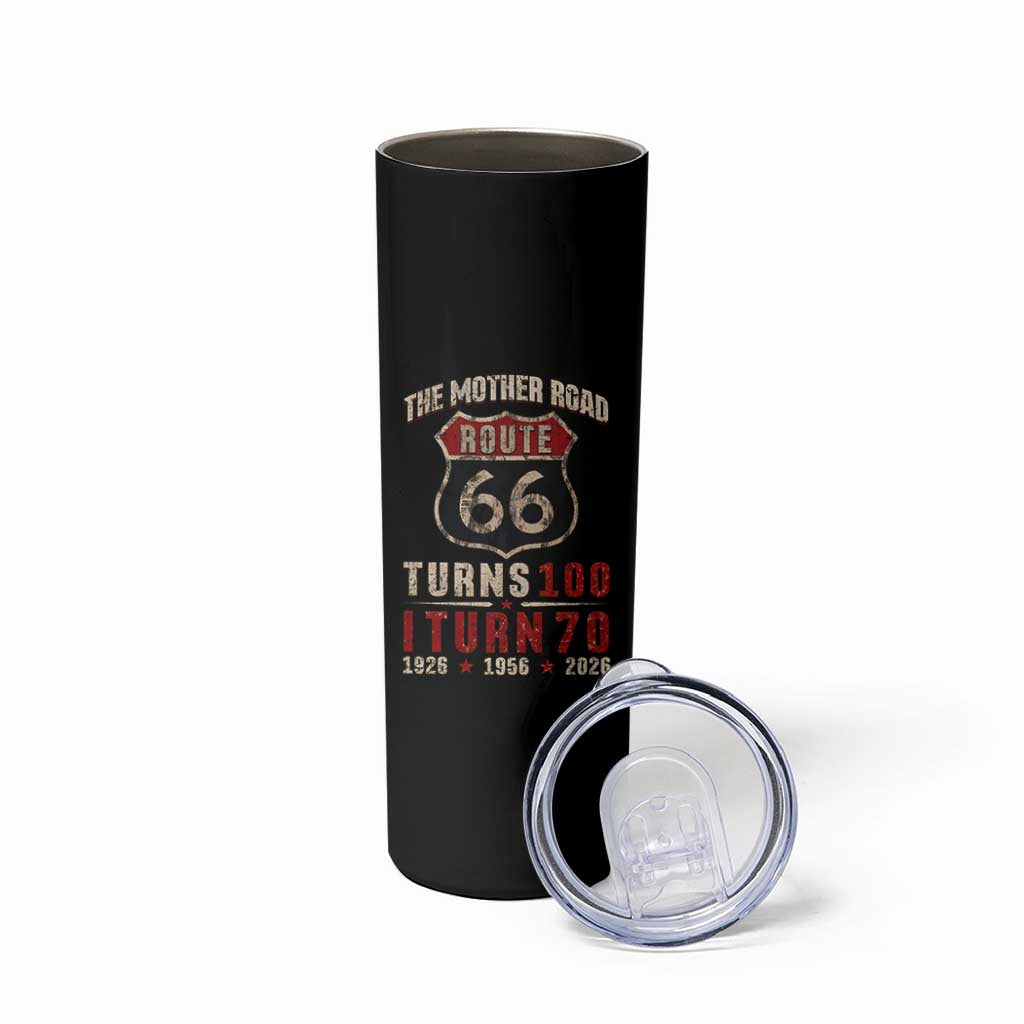 Route Highway 66 Turns 100 I Turn 70 Skinny Tumbler Vintage 1956 Road Sign 70th Birthday Gift