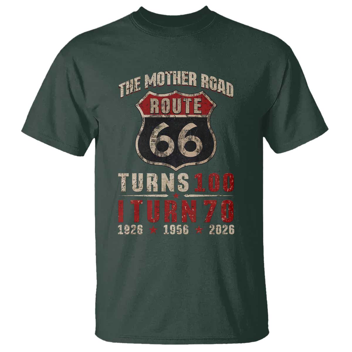Route Highway 66 Turns 100 I Turn 70 T Shirt Vintage 1956 Road Sign 70th Birthday Gift