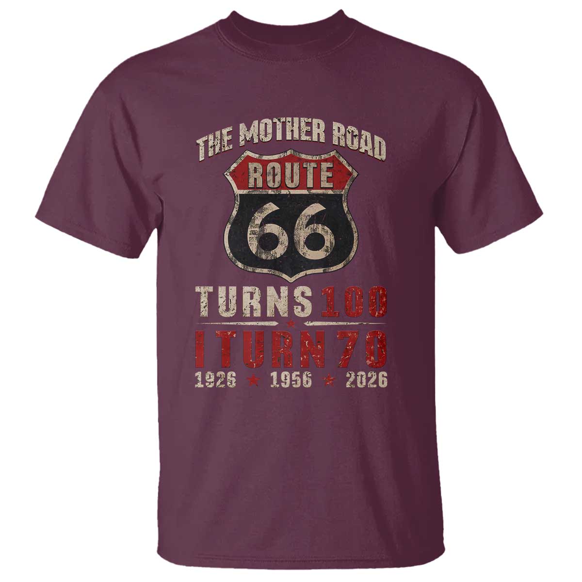 Route Highway 66 Turns 100 I Turn 70 T Shirt Vintage 1956 Road Sign 70th Birthday Gift