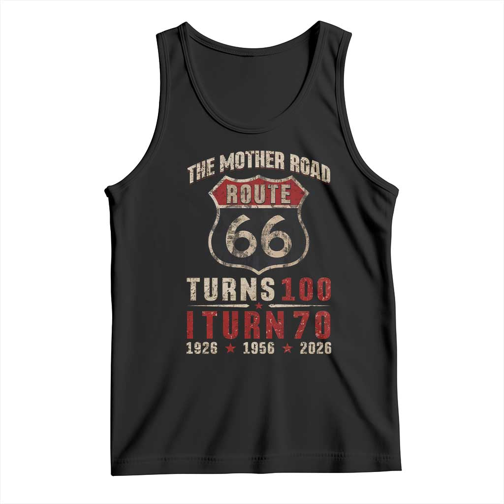 Route Highway 66 Turns 100 I Turn 70 Tank Top Vintage 1956 Road Sign 70th Birthday Gift