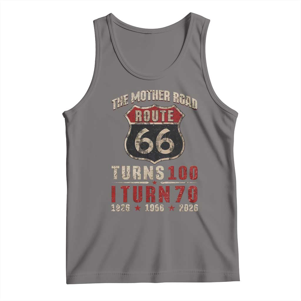 Route Highway 66 Turns 100 I Turn 70 Tank Top Vintage 1956 Road Sign 70th Birthday Gift