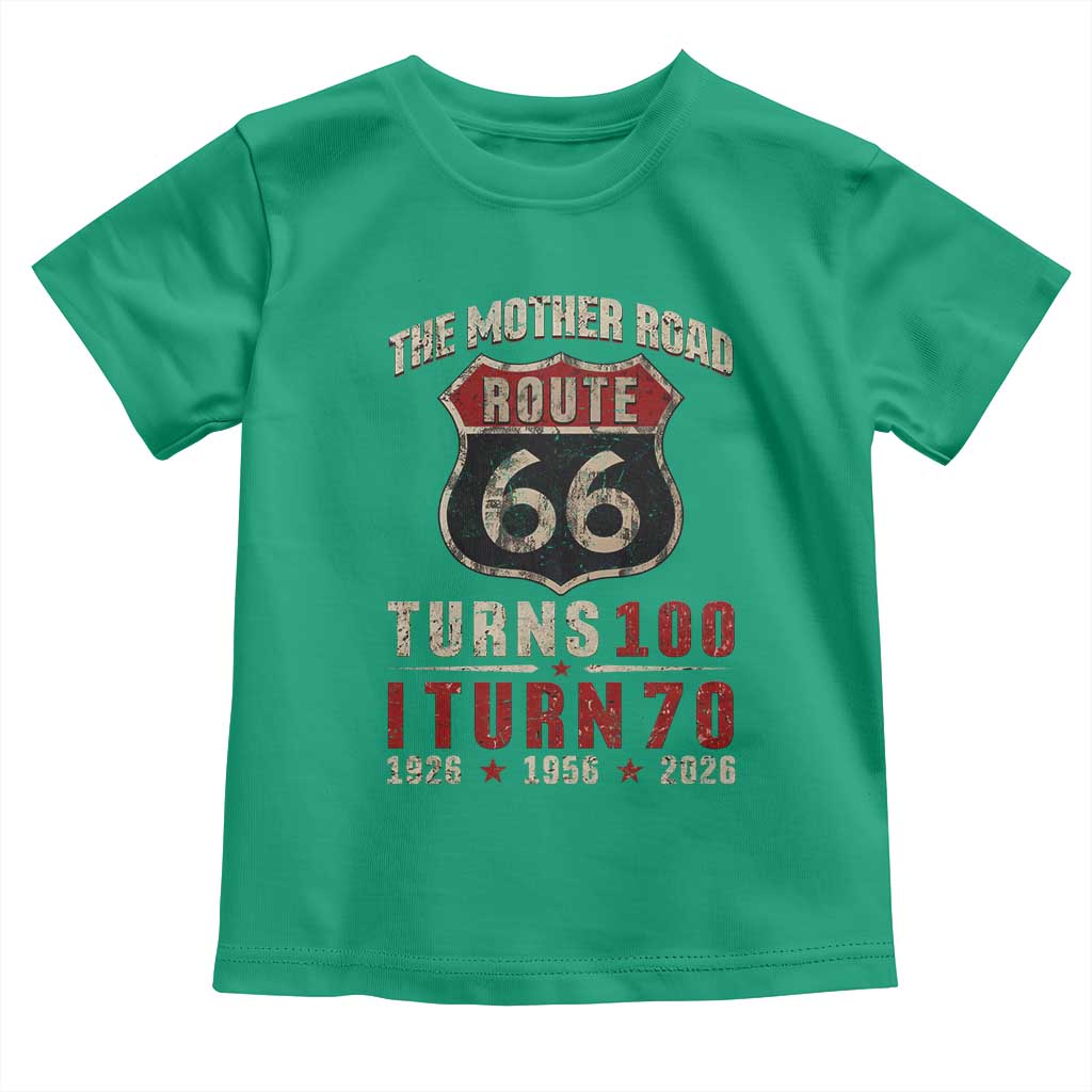 Route Highway 66 Turns 100 I Turn 70 Toddler T Shirt Vintage 1956 Road Sign 70th Birthday Gift